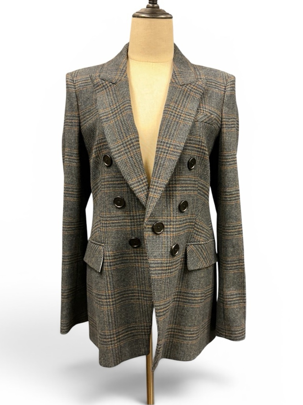 Veronica Beard Yareli Plaid Wool Double Breasted Blazer Size 8